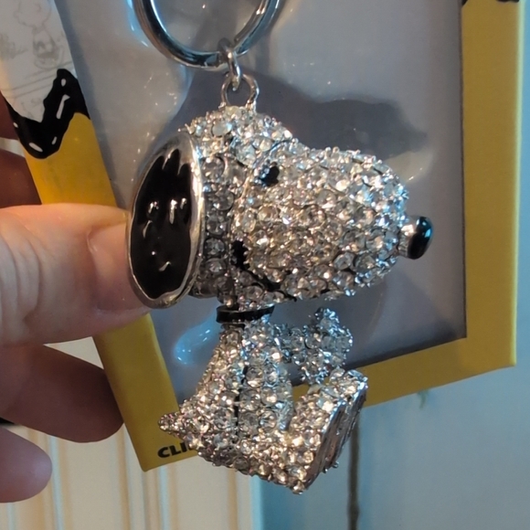 Peanuts Handbags - Peanuts Snoopy Silver and Black Rhinestone Bag Charm Beautiful Heavy Quality